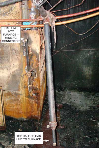 Separated gas line on furnace
