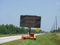 Electric portable blinking sign "HEAVY SMOKE AHEAD"