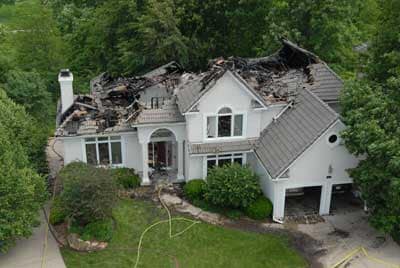 Roof damage from the fire