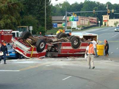 fire truck rolled over