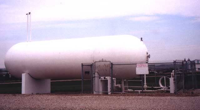 18,000-gallon propane tank with protective fencing (similar to tank which exploded).