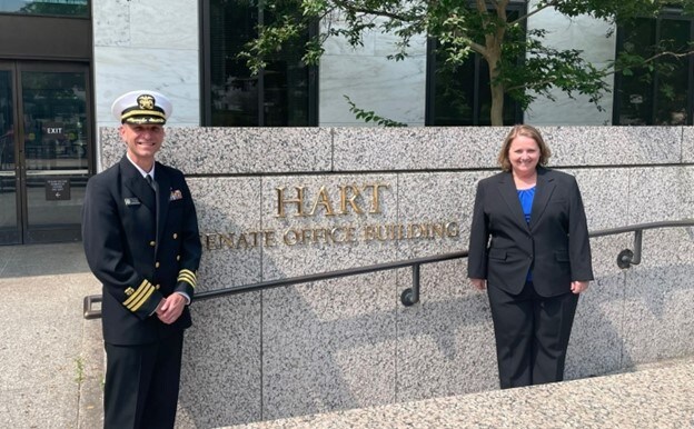 Kenny Fent and Lauralynn McKernan, Director of the Division of Field Studies and Engineering, outside the Hart Senate Building in Washington, DC after several meetings with Congressional staffers.