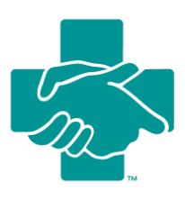 Handshake superimposed over a healthcare cross
