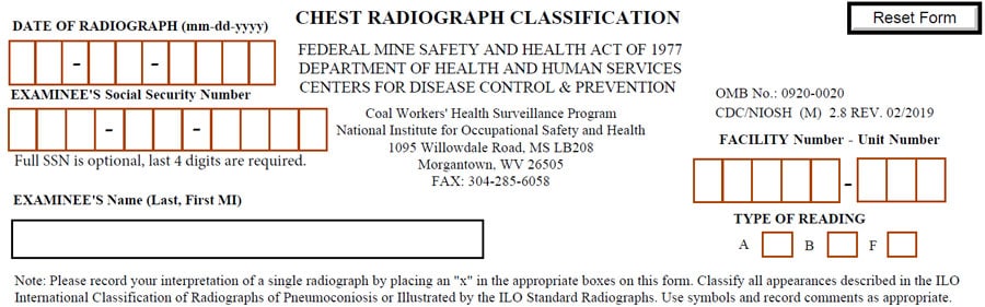 Chest Radiograph Classification form sample