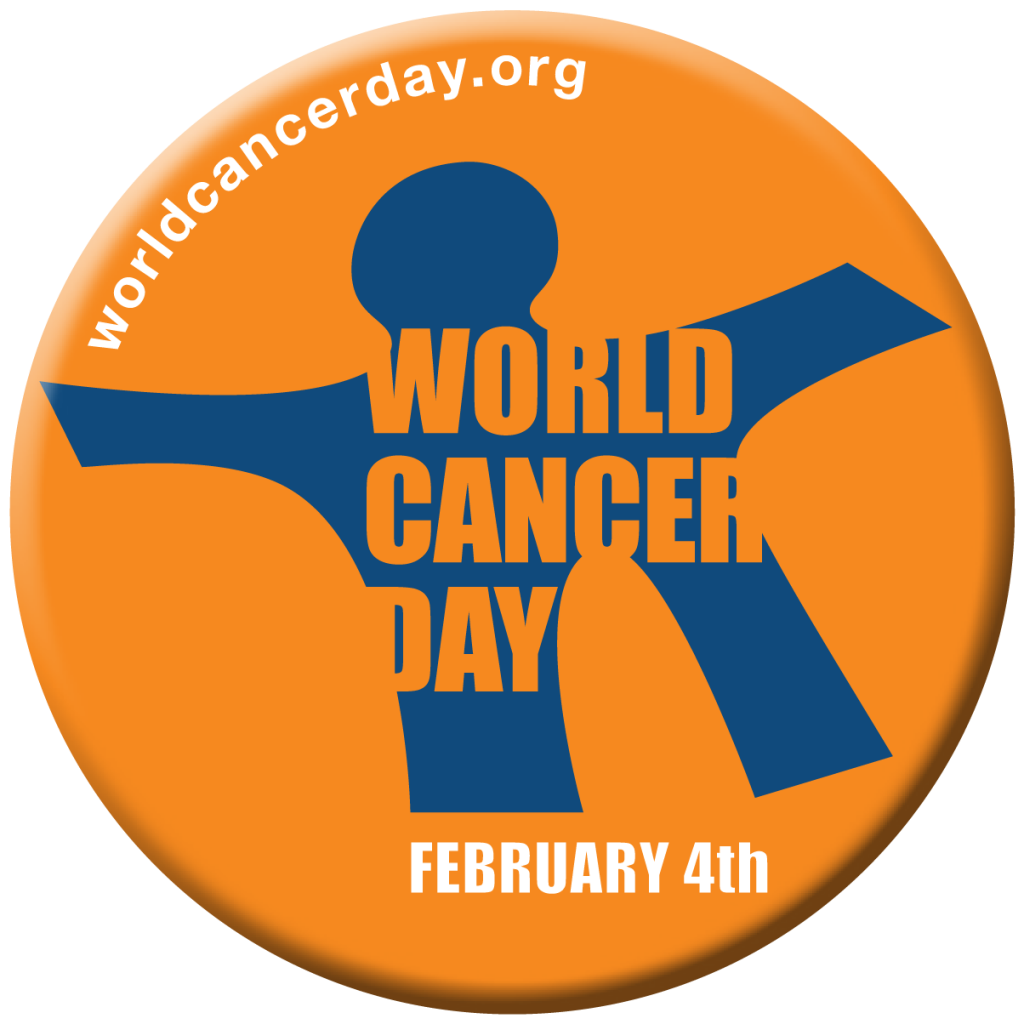 Circle image with text overlap saying World Cancer Day