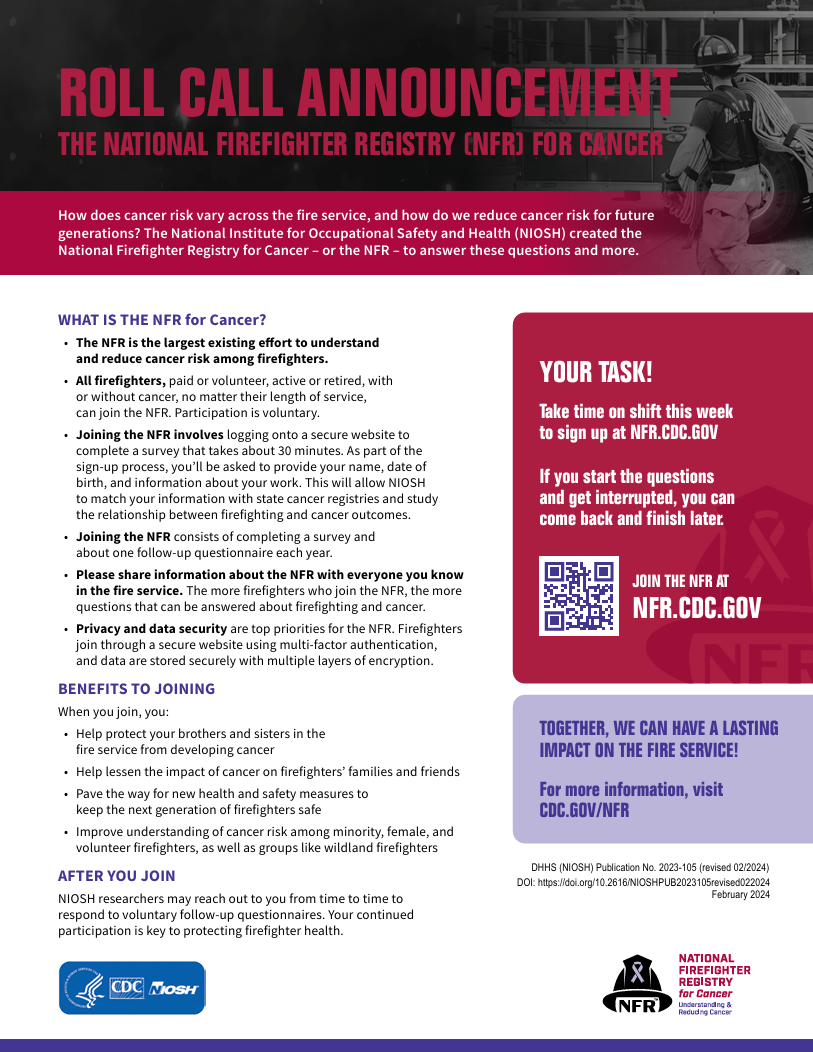 National Firefighter Registry: Roll Call Announcement
