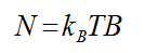 Equation 3 - The thermal noise N in watts equals the Boltzman’s constant kB (1.38 times 10 to the exponent negative 23 joules/degree Kelvin) times the system temperature T in degrees Kelvin times the channel bandwidth B in Hz.
