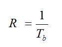 Equation 5 - The bit rate R equals 1 divided by the bit duration Tb in seconds.
