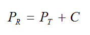 Equation B21 - The near-field received power P sub R equals the transmitter power P sub T plus a coupling term C evaluated at the receive frequency. The coupling term, C, must be evaluated using numerical EM software (e.g., Numerical Electromagnetics Code (NEC)) , the details of which are beyond the scope of this tutorial.