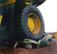 Figure 4. Haul truck backed over a parked vehicle.