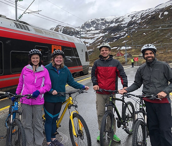 Dr. Johns with his family on a bicycle trip to the western fjords of Norway.