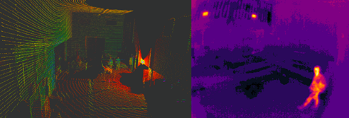Lidar and thermal camera images taken at the project test bench during the pilot phase.