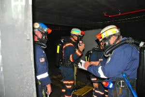 Rescue team underground.