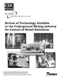 Image of publication Review of Technology Available to the Underground Mining Industry for Control of Diesel Emissions