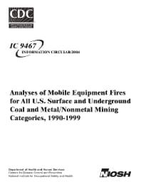 Image of publication Analyses of Mobile Equipment Fires for All U.S. Surface and Underground Coal and Metal/Nonmetal Mining Categories, 1990-1999