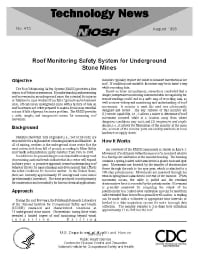 Image of publication Technology News 475 - Roof Monitoring Safety System for Underground Stone Mines