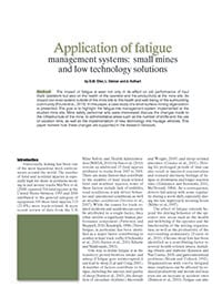 Cover image of Application of Fatigue Management Systems: Small Mines and Low Technology Solutions