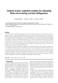 Image of publication Analysis of Post-Explosion Residues for Estimating Flame Travel During Coal Dust Deflagrations