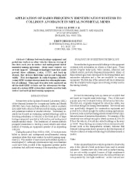 Image of publication Application of Radio-Frequency Identification Systems to Collision Avoidance in Metal/Nonmetal Mines