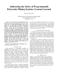 Image of publication Addressing the Safety of Programmable Electronic Mining Systems: Lessons Learned