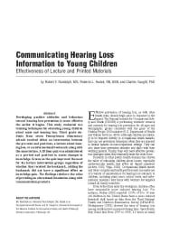 Image of publication Communicating Hearing Loss Information to Young Children: Effectiveness of Lecture and Printed Materials