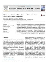 Cover page for CFD modeling of methane distribution at a continuous miner face with various curtain setback distances
