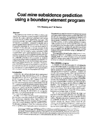 Image of publication Coal Mine Subsidence Prediction Using a Boundary-Element Program