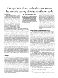 Image of publication Comparison of Methods: Dynamic Versus Hydrostatic Testing of Mine Ventilation Seals