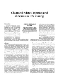 Image of publication Chemical-Related Injuries and Illnesses in U.S. Mining