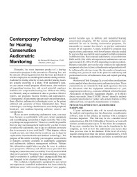 Image of publication Contemporary Technology for Hearing Conservation Audiometric Monitoring