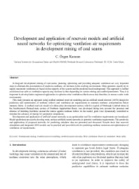 Image of publication Development and Application of Reservoir Models and Artificial Neural Networks for Optimizing Ventilation Air Requirements in Development Mining of Coal Seams