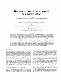 Image of publication Demonstration of Remote Mine Seal Construction