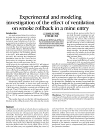 Image of publication Experimental and Modeling Investigation of the Effect of Ventilation on Smoke Rollback in a Mine Entry