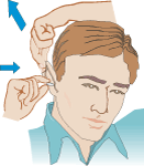 Step 2 for inserting earplugs - Pull