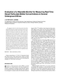 Cover page for Evaluation of a Wearable Monitor for Measuring Real-time Diesel Particulate Matter Concentrations in Several Underground Mines