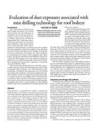 Image of publication Evaluation of Dust Exposures Associated with Mist Drilling Technology for Roof Bolters