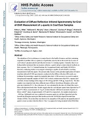 Cover page for Evaluation of Diffuse Reflection Infrared Spectronomy for End-of-Shift Measurement of alpha-quartz in Coal Dust Samples
