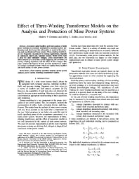 Image of publication Effect of Three-Winding Transformer Models on the Analysis and Protection of Mine Power Systems