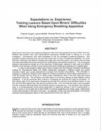 Image of publication Expectations vs. Experience: Training Lessons Based Upon Miners' Difficulties when Using Emergency Breathing Apparatus