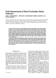 Image of publication Field Measurement of Diesel Particulate Matter Emissions