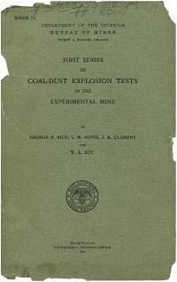 Cover page of First Series of Coal-Dust Explosion Tests in the Experimental Mine