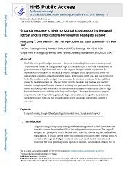 First page of Ground Response to High Horizontal Stresses During Longwall Retreat and its Implications for Longwall Headgate Support