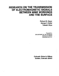 Image of publication Research on the Transmission of Electromagnetic Signals Between Mine Workings and the Surface