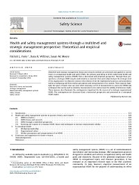 Cover page for Health and safety management systems through a multilevel and strategic management perspective: Theoretical and empirical considerations