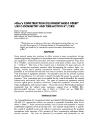 Image of publication Heavy Construction Equipment Noise Study Using Dosimetry and Time-Motion Studies
