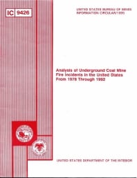 Image of publication Analysis of Underground Coal Mine Fire Incidents in the United States from 1978 through 1992