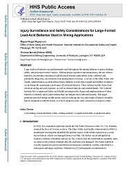 Cover image for Injury Surveillance and Safety Considerations for Large-Format Lead-Acid Batteries Used in Mining Applications