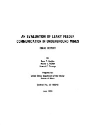Image of publication An Evaluation of Leaky Feeder Communication in Underground Mines