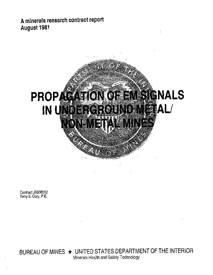 Image of publication Propagation of EM Signals in Underground Metal/Non-Metal Mines
