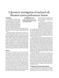 Image of publication Laboratory Investigation of Enclosed Cab Filtration System Performance Factors